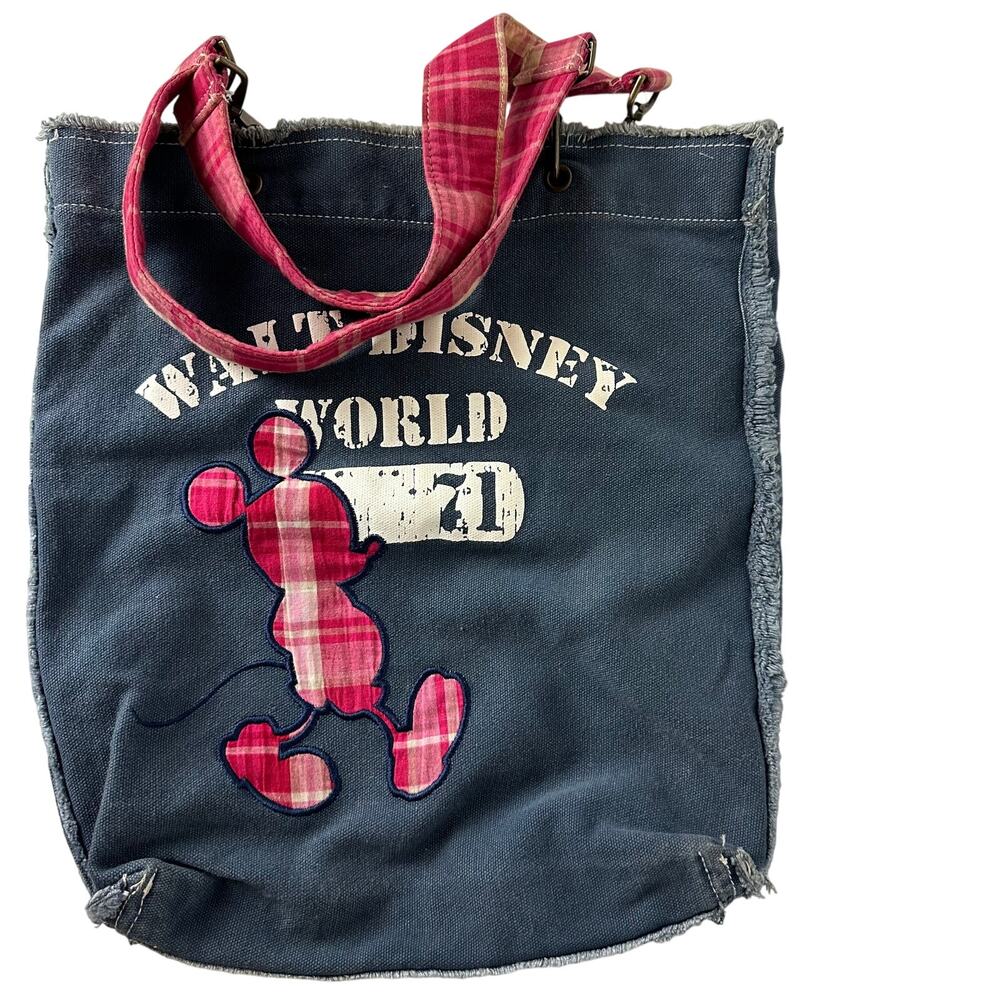 Walt Disney Parks Womens Disney World Mickey Mouse Blue/Pink Shoulder Tote Bag